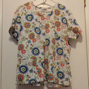 Women's SB Scrubs Multicolor Scrub Top. Size XL